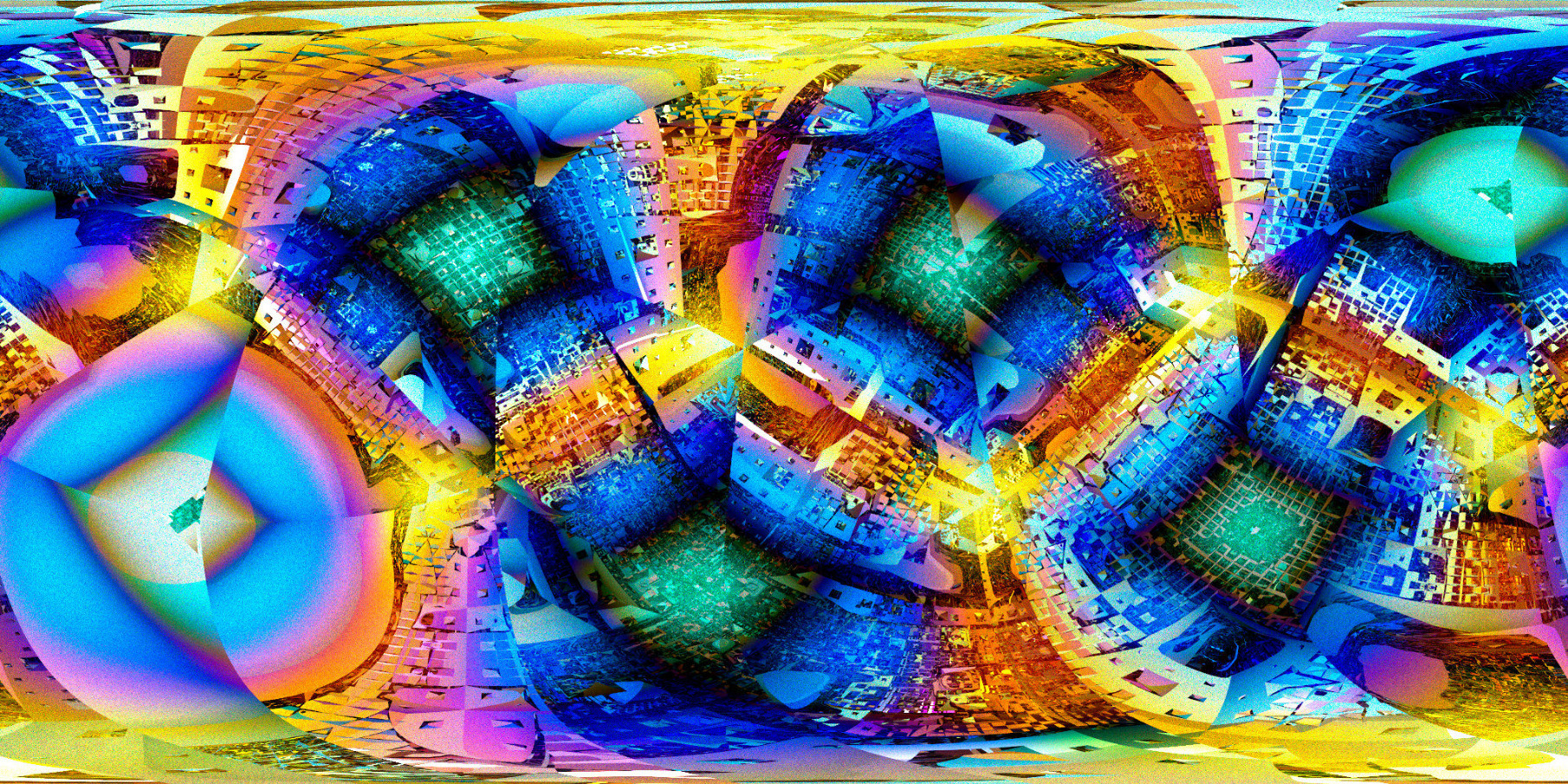 colourful fractal glitches in equirectangular projection